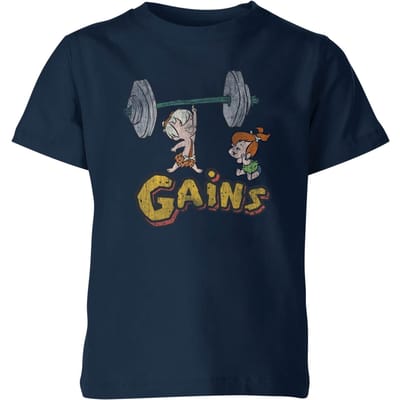 The Flintstones Bamm-Bamm Gains Distressed Kinder T-shirt - Navy - 98/104 (3-4 jaar)