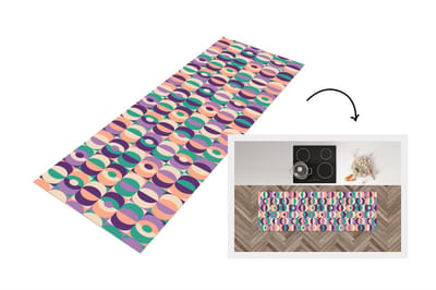Keukenloper 150x50 cm - Keukenmat vinyl Patroon - Geometrie - Retro - Keukenmatten loper - Keuken vloerkleed tapijt