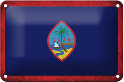 Blechschild Flagge Guam 18x12cm Flag of Guam Vintage Dekoration