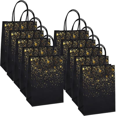 10 Stuks Bronzing Gouden Snoepzakjes - Platbodem Lunchzakken met Handvat voor Feestjes, Verjaardagen en Trouwen