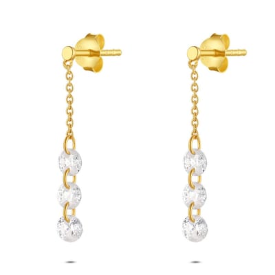Twice As Nice Oorbellen in 18kt verguld zilver, hangend met zirkonia Goudkleurig 00