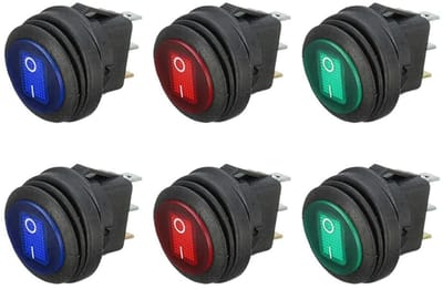 Allecto - Verlichte Rocker Switch - Waterdicht 12V 20A - LED Indicator - 3 Pin ON OFF - Geschikt voor Auto en Boot - Inclusief Montagehandleiding
