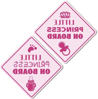 Reflecterende Baby-in-Car Stickers voor Voertuigen - 2 Stuks, Veiligheidswaarschuwingssignalen voor Kinderen, 13x13cm Magnetische Autostickers in Roze