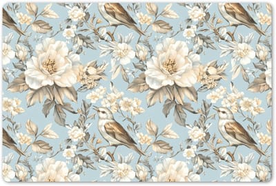 Placemats 45x30 cm - Placemat kunststof - 1 stuk - Botanisch - Zangvogel - Blauw - Borden onderleggers - Decoratie voor op tafel - Keuken tafeldecoratie accessoires - Vinyl onderlegger - Tafelversiering