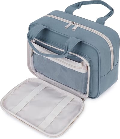 Grote toilettas en make-uptas voor dames, make-uptas voor heren en grote toilettas voor kinderen (zwart luipaard), grijs