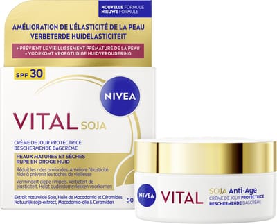 NIVEA VITAL Soja Anti-Age Beschermende Dagcrème - Moisturizer - Rijpe huid - SPF 30 - Pigmentvlekken Crème - Met Sojaextract - 50 ml