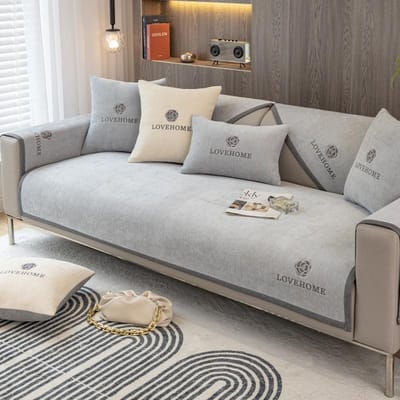 Luxe antislip bankhoes grijze randhoes handdoek lederen bankkussen modern eenvoudig 4 seizoenen universele huisbeschermingshoes 70x70cm 1pcs