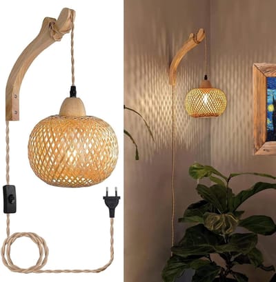 MRKK® Wandlamp Binnen met Snoer - Wandlamp met Stekker voor Binnen - Industrieel en Vintage - Slaapkamer Bedlampje