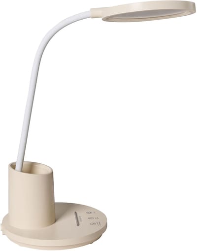 VELA - Bureaulamp LED - Lichtbeige - Synthetisch materiaal