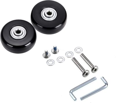 set van 2 - kofferwielen - vervangende wielen voor koffers - rubberen zwenkwielen - lagers - reparatiesets - 50mm x 18mm - Reservewielen - Koffer - Zwenkwielen - Bagagewielen - Met schroeven - wieltjes - zwenkwiel - koffer wieltjes vervangingsset
