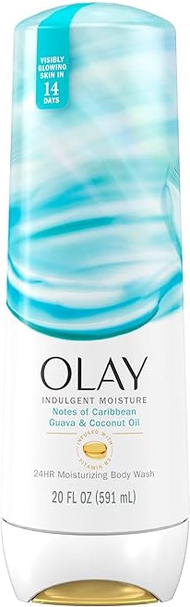 Olay - Indulgent Moisture Body Wash for Women, Infused with Vitamin B3, Notes of Caribbean Guava and Coconut Scent - 591ml