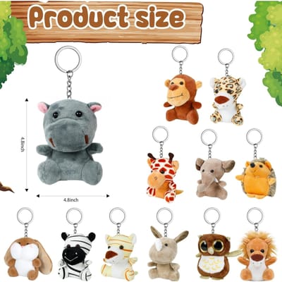 12-36 PCS Petits Animaux en Peluche Safari en Gros 12cm Mini Peluches Animaux de la Jungle pour Prix de Classe Cadeaux de Fête Anniversaire gray