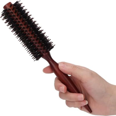 Brosse ronde avec manche en bois, sèche-cheveux, rouleau de bouclage, brosse à cheveux antistatique black