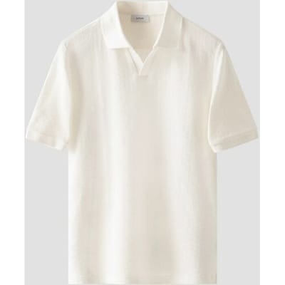 Eton Polo Uni Color Open Collar Texture Jacquard Knit Off White / male