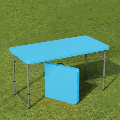 Opvouwbare Tafel - Klaptafel Picknick - Buitenactiviteiten - Verstelbare Hoogte - 122x61cm - Blauw
