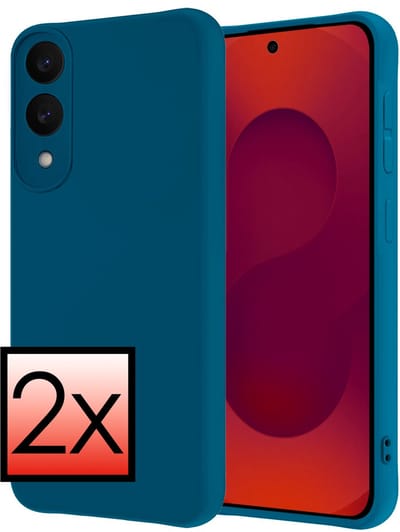 Hoesje - 2 Stuks - Geschikt voor Samsung Galaxy S25 Edge - Sterk & Shockproof - Case Siliconen - Back Cover - Telefoon Hoes - Donkerblauw