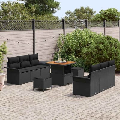 vidaXL - Tuinbank - Set - 9 - st - 8-Aantal - zitplaatsen - Zwart