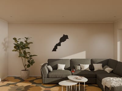 Houten wanddecoratie - Wooden wall decoration | Landkaart Marokko 37 x 40cm Country map Morocco | Zwart - Black | Muurdecoratie - Wall art - Wandfiguur Marokko - المغرب - Echt Hout - Real Wood