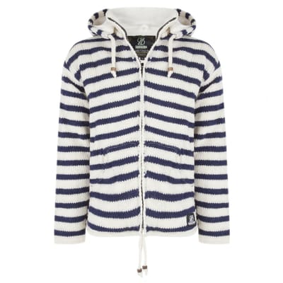 Gebreid Wollen Heren/Uni Vest van Schapenwol met Polyester Fleece voering en afneembare capuchon - SHAKALOHA - M Split Ziphood M