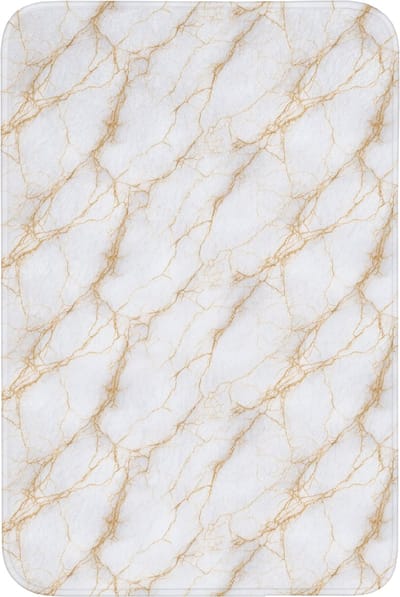 Badmat 60x90 cm - Antislip - Wit - Goud - Marmer - Aders - Badmatten voor badkamer - Badkamermat - Douchemat - Badkamer mat