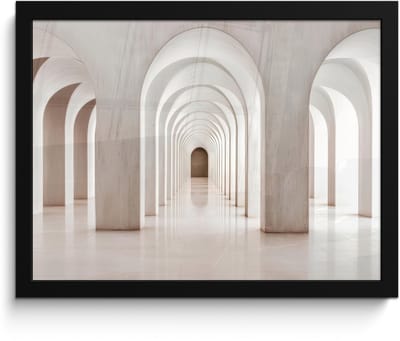 Poster in lijst - Fotolijst 40x30 cm - Posters - Hal - Bogen - Symmetrisch - Modern - Posterlijst zwart - Decoratie - Wanddecoratie woonkamer - Muurdecoratie slaapkamer