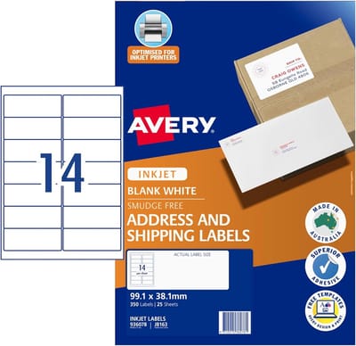 Witte Inkjet Adreslabels 99,1 x 38,1 mm - Sneldrogend & Vlekkeloos Printen (350 Stuks)