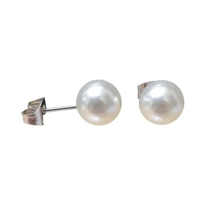 Aramat Jewels | Oorbellen | Stalen Witte Parel Oorbellen In Roestvrij Staal | 8mm | | | Staal | Kinderen, Volwassenen | Verkleurd niet