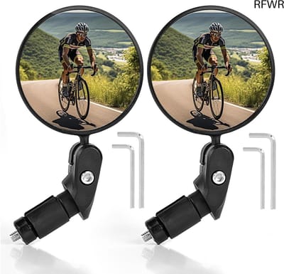 RFWR® Convexe Fietsspiegel met HD Glas - 360 Graden Verstelbare Fietsachteruitkijkspiegels voor Stuur 18-22 mm (2 Stuks)
