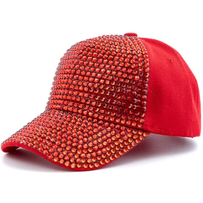 Nieuwe Vrouwen Diamond Inlay Cap Eenvoudige Effen Baseball Cap Vrouwelijke Verstelbare Casual Outdoor Streetwear Mode Hoed 56cm-60cm rood