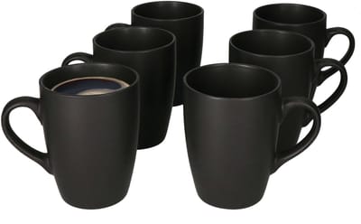 Set van 6 koffiemokken Lampart Nero zwart 340ml