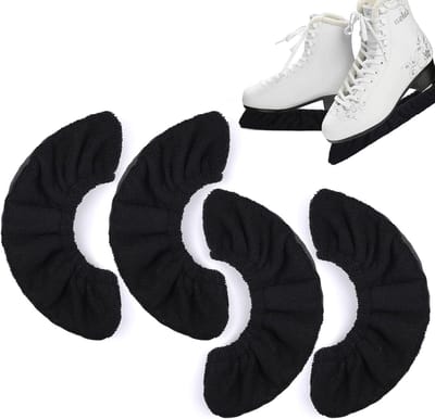 Set van zes schaatshoezen, gemaakt van zwarte badstof, zeer absorberend, voor hockeyschaatsen, kunstschaatsen en gewone schaatsen (M).