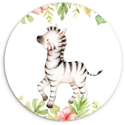WallCircle® Wandcirkel 140x140 cm - Muurcirkel Zebra - Aquarelverf - Jungle - Muurdecoratie woonkamer - Wanddecoratie slaapkamer - Kamer decoratie accessoires - Ronde schilderijen