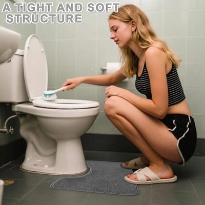 toiletmat antislip, extra zachte badkamermat, U-vormig microvezel ontwerp, hoog absorberend, wasbaar, grijs, 50x60 cm, voor badkamer en toilet