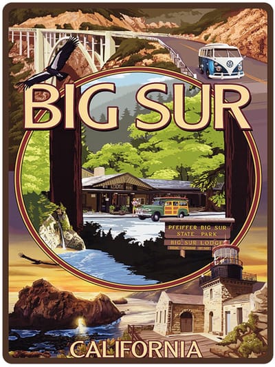 Signs USA - wandbord - dibond - Big Sur Collage - 60 x 45 cm