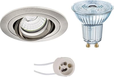 LED Spot Set - LEDVANCE Parathom PAR16 940 36D - Pragmi Alpin Pro - GU10 Fitting - Dimbaar - Inbouw Rond - Mat Nikkel - 3.4W - Natuurlijk Wit 4000K - Kantelbaar - Ø92mm
