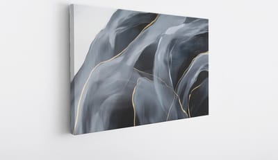 Saammp Canvas Schilderij - Grijs - marmer - Goud - Abstract - 40x30 - Foto op canvas - Wanddecoratie - Muurdecoratie Woonkamer - Kantoor Decoratie