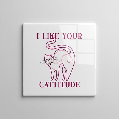 I Like Your Cattitude Tegel 15×15 cm – Grappige Kattenliefhebber Quote Keramische Wandtegel – Schattig Feline Humor Decor Cadeau