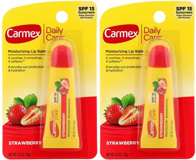 Carmex Aardbei Lipbalsem - Lipbalsem - SPF 15, Beschermend, Waterdicht, 2-pack