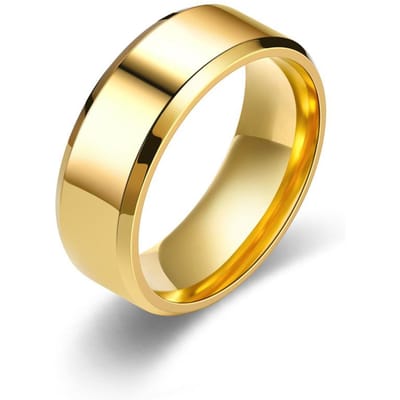 Anneaux Simples 8mm pour Hommes Anneaux en Titane Acier Inoxydable pour Hommes Femmes Mat Brossé Alliance Bague de Fiançailles Bijoux Cadeau Unisexe 8 beige