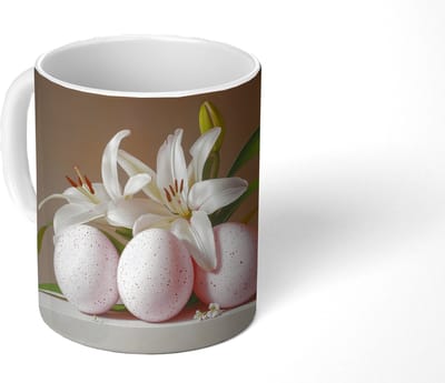 Mok - Koffiemok - Lelies - Eieren - Pasen - Mokken - 350 ML - Beker - Koffiemokken - Theemok