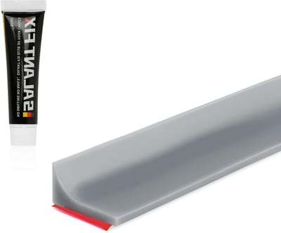 Rechthoekige wastafelafvoer met waterdichte strip van 5 meter in grijs, inclusief 50g lijm voor optimale afdichting