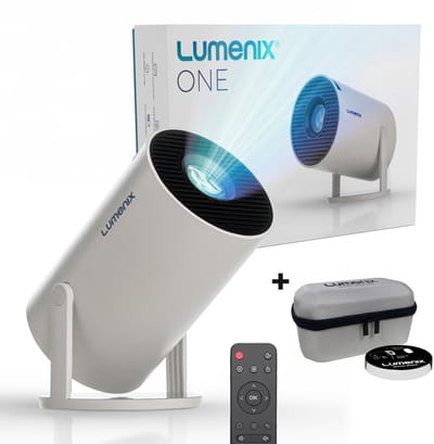 Lumenix® ONE Mini Beamer - Smart TV & 4K support - Netflix - Android 14.0 - Projector - WiFi 6 & Bluetooth 5.0 - Voor iOS en Android - Home Cinema - Wit