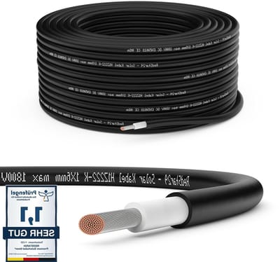 RedStar24 Premium Zonnekabel 6mm² Zwart - 20m - UV-bestendig, flexibel, Fotovoltaïsche Kabel, PV Kabel, Solar Verbindingskabel voor Zonnepanelen, Omvormers & Laadregelaars - Hoge Prestatie, Duurzaam