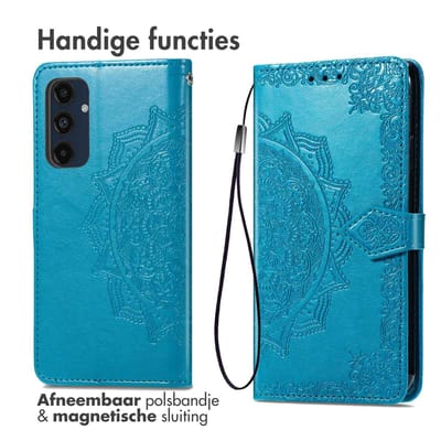 imoshion Hoesje - Geschikt voor Samsung Galaxy S24 FE - Mandala Bookcase - Turquoise
