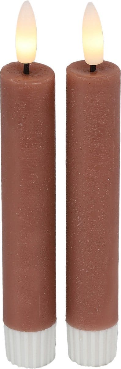 Countryfield Led dinerkaarsen - 2x st- roze -H15cm - met afstandsbediening - kaarsen