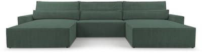 Hoekbank - Luxe Comfort en Functionaliteit - 410 x 85 cm - Slaapfunctie met Ruim Bed - Slijtvaste Stof - DENVER U - Poso 14 Donkergroen