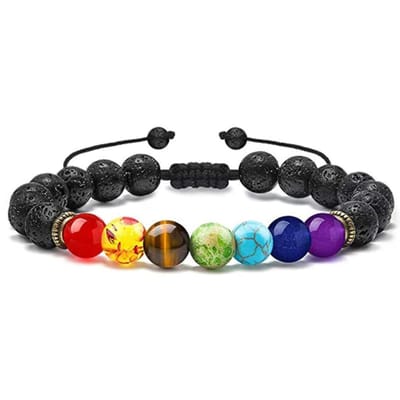 Victorious Chakra Natuurstenen Kralen Armband – Heren Armband – Dames Armband – Zwart & Kleur – 15 t/m 22cm