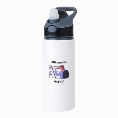 Hacebo® - Later word ik architect waterfles met rietje zwart - Architect - Architecten - bouwkundige - designer - bouwmeester - water fles - 650ML