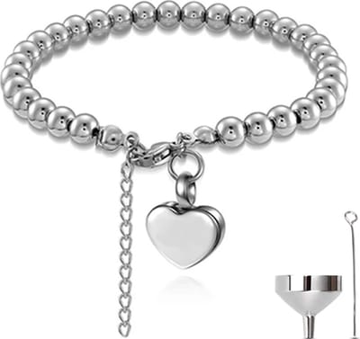 Luxe As Armband - Verstelbaar - 18-28 CM - Met Ashanger - Voor As, Haren of Parfum - Assieraad - Gedenksieraad - Urn - Incl. As vuller en Opbergzakje - Lovely Silver