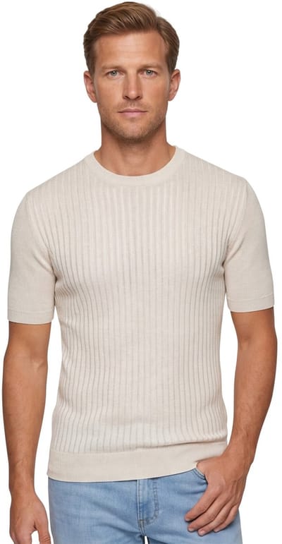BOSS orange t-shirt Ajordino creme linnen